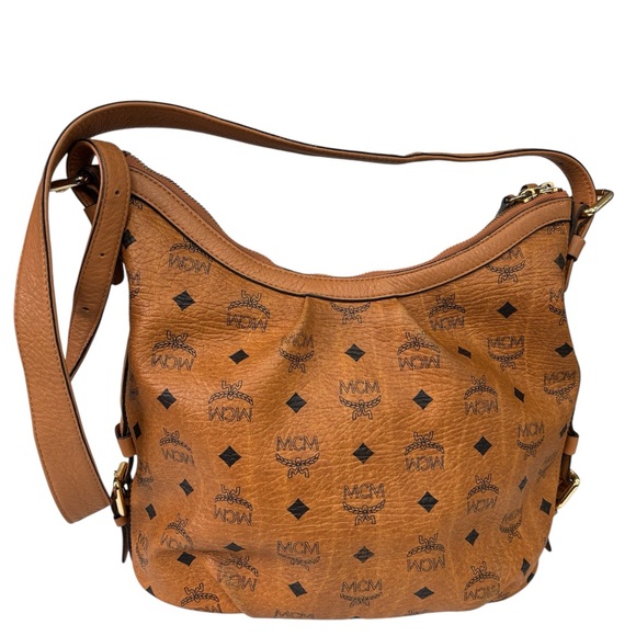 MCM Cognac Visetos Coated Canvas and Leather Hobo - Picture 3 of 14
